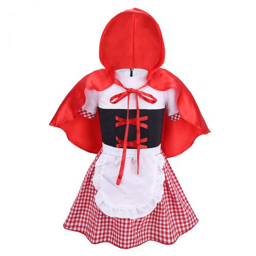  DPois dPois Toddler Kids Girls Red Little Riding Hood Cloak Cape Halloween Cosplay Party Fancy Dress Up