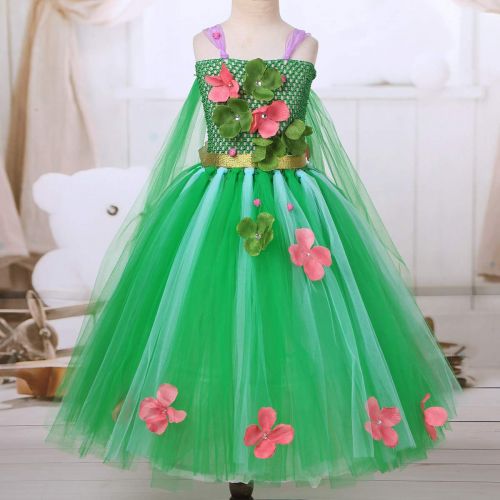  DPois dPois Kids Girls Fairy Tale Princess Halloween Birthday Party Cosplay Fancy Dress Up Mesh Tutu Dress with Flowers