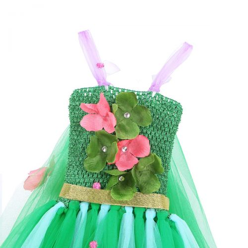  DPois dPois Kids Girls Fairy Tale Princess Halloween Birthday Party Cosplay Fancy Dress Up Mesh Tutu Dress with Flowers