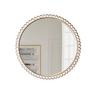 DQMSB Neo-Classical Golden Mirror Wall Decoration Modern Wrought Iron Mirror Wall Hanging Model Round Hanging Mirror Wall Soft Decoration (Size : 4.44444CM)