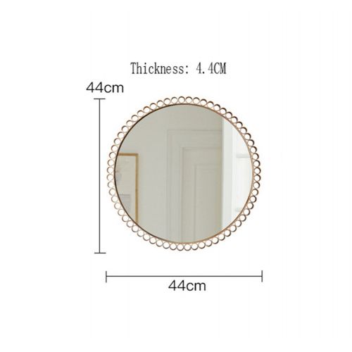  DQMSB Neo-Classical Golden Mirror Wall Decoration Modern Wrought Iron Mirror Wall Hanging Model Round Hanging Mirror Wall Soft Decoration (Size : 4.44444CM)
