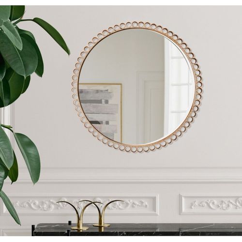  DQMSB Neo-Classical Golden Mirror Wall Decoration Modern Wrought Iron Mirror Wall Hanging Model Round Hanging Mirror Wall Soft Decoration (Size : 4.44444CM)