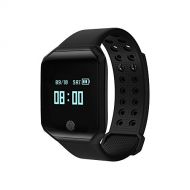 DQMSB Smart Fashion Bracelet Continuous Heart Rate Blood Pressure Test IP67 Waterproof 0.95 Inch Touch Step Exercise (Color : Black)