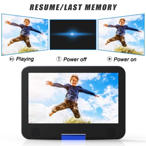  DR. J 12.5 Portable DVD CD Player 10.5 HD Swivel Screen with 5 Hours Rechargeable Battery, Region-Free Video Player with Remote Control and AV Cable Sync TV with Car Charger