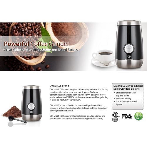  DR MILLS DM-7445 Electric Dried Spice and Coffee Grinder, Blade & cup made with SUS304 stianlees steel