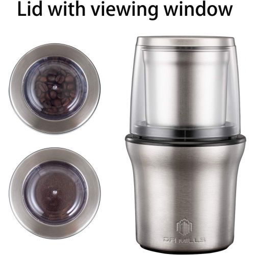  [아마존베스트]DR MILLS Electric Dried Spice and Coffee Grinder, detachable cup, OK for clean it with water, Blade & cup made with SUS304 stianlees steel (DM-7412M)