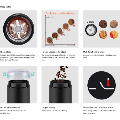  [아마존베스트]DR MILLS DM-7441 Electric Dried Spice and Coffee Grinder, Blade & cup made with SUS304 stianlees steel (black)