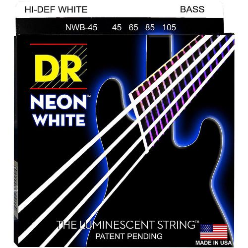  DR Strings Hi-Def NEON White Coated Medium 5-String Bass Strings