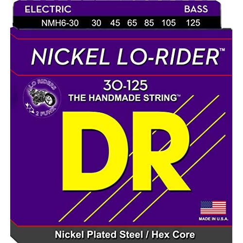  DR Strings Nickel Lo-Rider - Nickel Plated Hex Core 6 String Bass 30-125