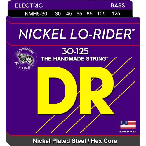  DR Strings Nickel Lo-Rider - Nickel Plated Hex Core 6 String Bass 30-125