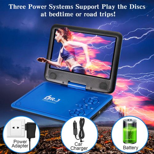  [아마존 핫딜] [아마존핫딜]DR. J Professional DR. J 11.5 Portable DVD Player with HD 9.5 Swivel Screen, Rechargeable Battery with Wall Charger, Car Charger and AV Cable, Sync TV Projector Function, Support USB Flash Drive SD C