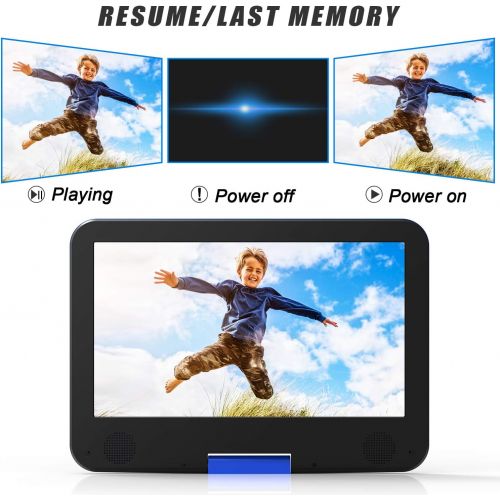  [아마존 핫딜] [아마존핫딜]DR. J Professional DR. J 12.5 Portable DVD CD Player 10.5 HD Swivel Screen with 5 Hours Rechargeable Battery, Region-Free Video Player with Remote Control and AV Cable Sync TV with Car Charger