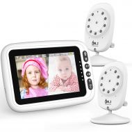 [아마존핫딜][아마존 핫딜] DR. J Professional 2 Cameras with 4.3 Video Baby Monitor, Auto-Switch Cameras, Up to 8 Hours 1200mAh Rechargeable Battery, Doggie Camera, 2-Way Talk, Power Saving/VOX, Zoom in, Night Vision, Temperat