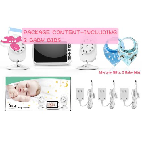  [아마존핫딜][아마존 핫딜] DR. J Professional 2 Cameras with 4.3 Video Baby Monitor, Auto-Switch Cameras, Up to 8 Hours 1200mAh Rechargeable Battery, Doggie Camera, 2-Way Talk, Power Saving/VOX, Zoom in, Night Vision, Temperat