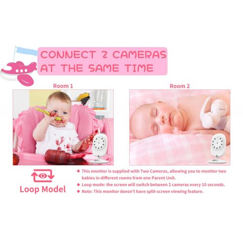  [아마존핫딜][아마존 핫딜] DR. J Professional 2 Cameras with 4.3 Video Baby Monitor, Auto-Switch Cameras, Up to 8 Hours 1200mAh Rechargeable Battery, Doggie Camera, 2-Way Talk, Power Saving/VOX, Zoom in, Night Vision, Temperat