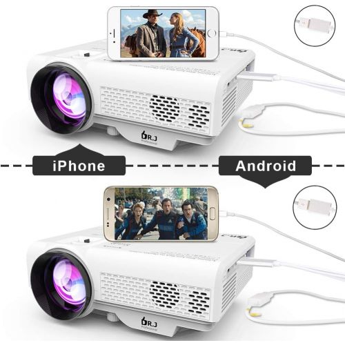  [아마존핫딜][아마존 핫딜] DR. J Professional 3600 Brightness Portable Video Projector 1080P Full HD Supported Mini Projector, TV Stick, HDMI, VGA, USB, TF, AV, Sound Bar, Video Games Compatible Latest Upgra