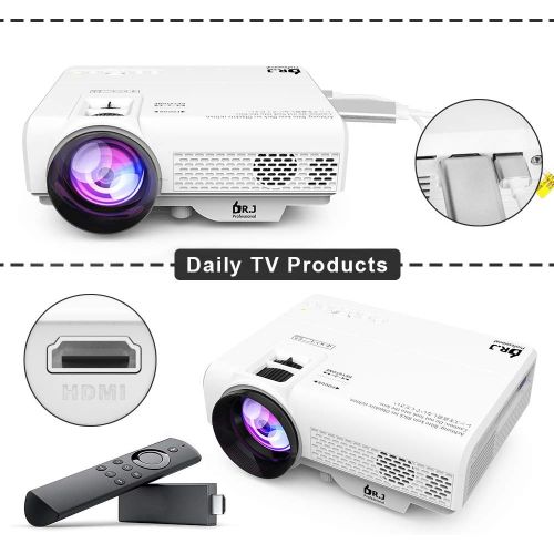  [아마존핫딜][아마존 핫딜] DR. J Professional 3600 Brightness Portable Video Projector 1080P Full HD Supported Mini Projector, TV Stick, HDMI, VGA, USB, TF, AV, Sound Bar, Video Games Compatible Latest Upgra