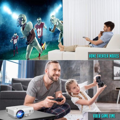  [아마존베스트]DR. J Professional 2800 Brightness Home Theater Mini Projector Max. 170 Display, Full HD LED Projector 1080P/HDMI/VGA/USB/TF/AV/Sound Bar/ Video Games/TV 1080P Support (White)