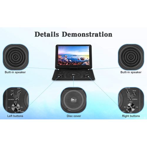  [아마존핫딜][아마존 핫딜] DR.Q 17.9 Portable DVD Player with 15.4“ Large HD Screen, 6 Hours Rechargeable Battery, Support USB/SD Card/Sync TV and Multiple Disc Formats, High Volume Speaker Black