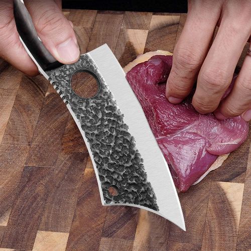  DRAGON RIOT Upgraded Huusk Kitchen Chef Knife Viking Knife with Sheath Japanese Forged Japan Knives Boning Knife Multipurpose Meat Knives Outdoor Camping BBQ Knife with Gift Box