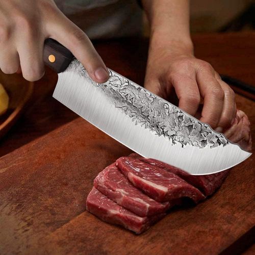  DRAGON RIOT Hand Forged Butcher Knife Men With The Pot Knife Cleaver 7.5 Inch High Carbon Steel Meat and Vegetable Cleaver Knife Full Tang Sharp Chef Knife for Kitchen Camping and BBQ