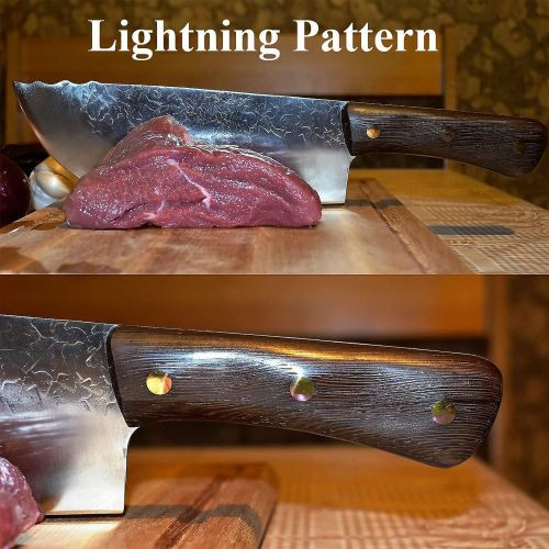  DRAGON RIOT Hand Forged Butcher Knife Men With The Pot Knife Cleaver 7.5 Inch High Carbon Steel Meat and Vegetable Cleaver Knife Full Tang Sharp Chef Knife for Kitchen Camping and BBQ