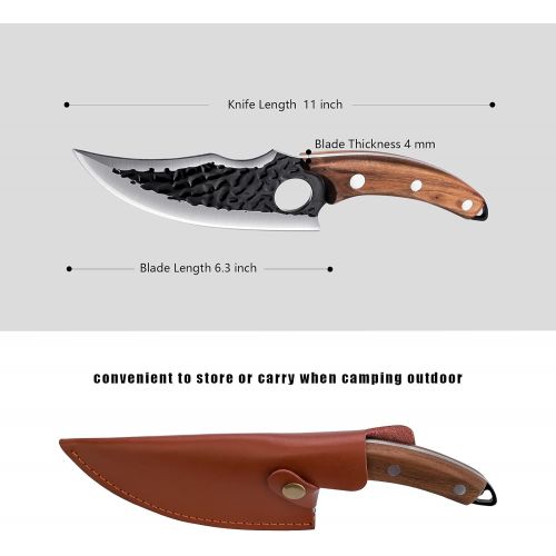  DRAGON RIOT Upgraded Huusk Kitchen Chef Knife Viking Knife with Sheath Japanese Forged Japan Knives Boning Knife Multipurpose Meat Knives Outdoor Camping BBQ Knife with Gift Box
