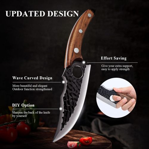  DRAGON RIOT Upgraded Huusk Kitchen Chef Knife Viking Knife with Sheath Japanese Forged Japan Knives Boning Knife Multipurpose Meat Knives Outdoor Camping BBQ Knife with Gift Box