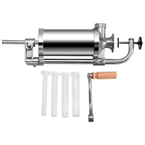  [아마존베스트]DREAMADE Sausage Filler Stainless Steel Sausage Filling Machine Meat Mincer Sausage Syringe Sausage Press with 4 Filling Pipes, Manual (1.5 L)