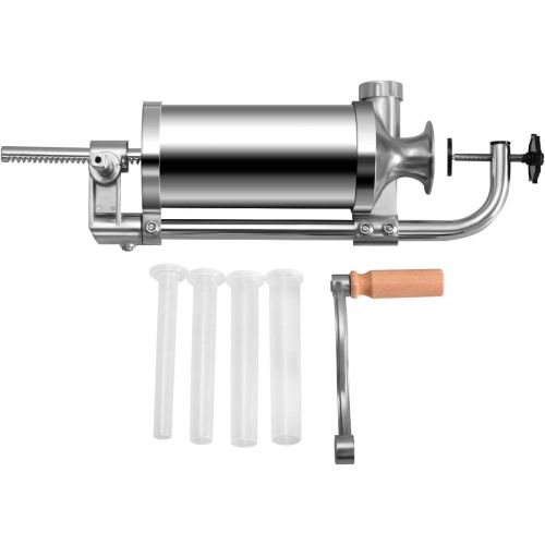  [아마존베스트]DREAMADE Sausage Filler Stainless Steel Sausage Filling Machine Meat Mincer Sausage Syringe Sausage Press with 4 Filling Pipes, Manual (1.5 L)