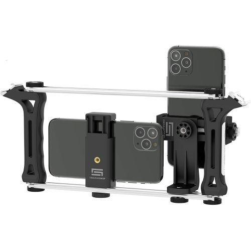  DREAMGRIP Evolution Frame Universal Modular?Video Rig ? Filming Case with 2 Stabilizing Grips, 2 Tracks, 2?Smartphone Holders, Tripod Adapter-for iPhone 11 Pro-Max-XS,Samsung,Googl