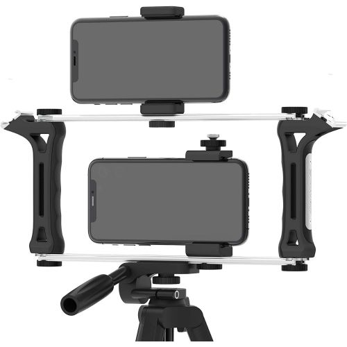  DREAMGRIP Evolution Frame Universal Modular?Video Rig ? Filming Case with 2 Stabilizing Grips, 2 Tracks, 2?Smartphone Holders, Tripod Adapter-for iPhone 11 Pro-Max-XS,Samsung,Googl