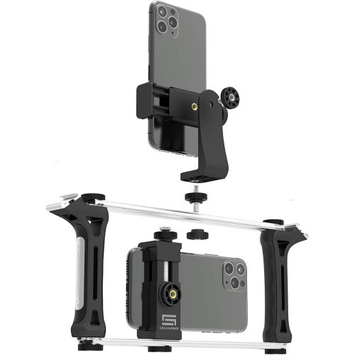  DREAMGRIP Evolution Frame Universal Modular?Video Rig ? Filming Case with 2 Stabilizing Grips, 2 Tracks, 2?Smartphone Holders, Tripod Adapter-for iPhone 11 Pro-Max-XS,Samsung,Googl