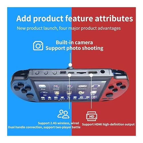  X7 Plus Handheld Game Console with Preload 10000 Games, Portable Video Games Support HDMI Output & Double Player, Classic Arcade Retro Game Player Gameboy Gift Present (4.3