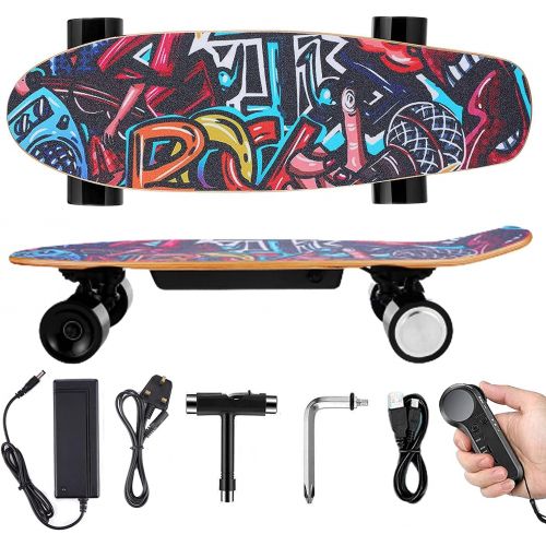  DREAMVAN Electric Skateboard Complete with Wireless Remote Control 350W Motor, 7 Lays Maple Longboard, Three-Speed Adjustable, Skate Boards Great for Teenager and Adult [US Stock]