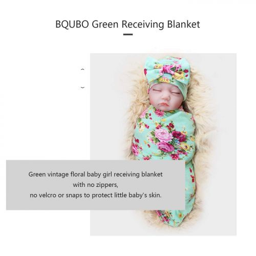  DRESHOW 1-3 Pack BQUBO Newborn Floral Receiving Blankets Newborn Baby Swaddling with Headbands or Hats Sleepsack Toddler Warm