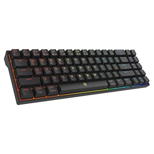  DREVO Calibur V2 PRO Bluetooth 5.1 Wireless RGB Mechanical Gaming Keyboard with Detachable USB-C Cable, Compatible with PC/Mac, 71-Key Compact US Layout (Outemu Brown, Black)