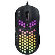 DREVO Falcon Full RGB Wired Lightweight 70g Gaming Mouse 16000DPI Optical Sensor (PixArt PMW 3389), 1000Hz Report Rate, 400IPS, Ultra-Soft Cable and Honeycomb Shell - Black