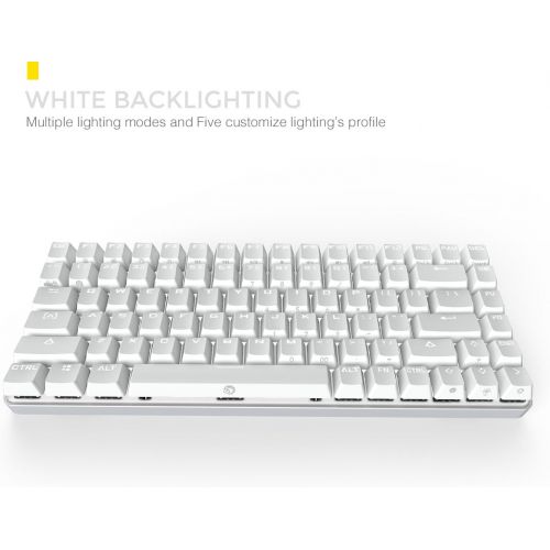  DREVO Excalibur Tenkeyless 84-Key White Backlit Full Metal Mechanical Gaming Keyboard Brown Switch-White