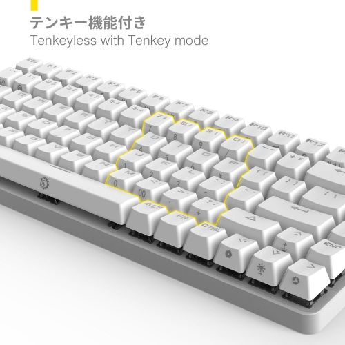  DREVO Excalibur Tenkeyless 84-Key White Backlit Full Metal Mechanical Gaming Keyboard Brown Switch-White