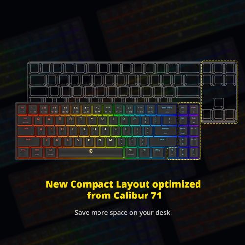  DREVO Calibur V2 TE RGB 60% Wired Mechanical Gaming Keyboard, 71-Key Small Compact, Work for PC/Mac, Detachable USB Type-C, Outemu Blue Switch, Black