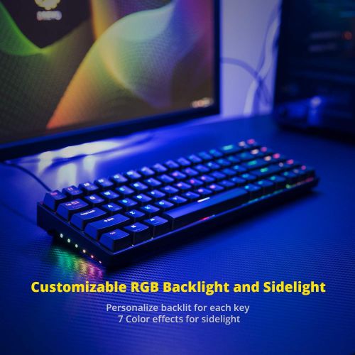  DREVO Calibur V2 TE RGB 60% Wired Mechanical Gaming Keyboard, 71-Key Small Compact, Work for PC/Mac, Detachable USB Type-C, Outemu Blue Switch, Black