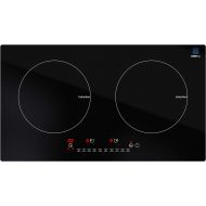 [아마존베스트]DRINKPOD Cheftop Induction 2 Burner Cooktop - Portable 120V Digital Ceramic 2 Burner Electric Cooktop with Kids Safety Lock - Works with Flat Cast Iron Pan,1800 Watt, Touch Sensor Control,