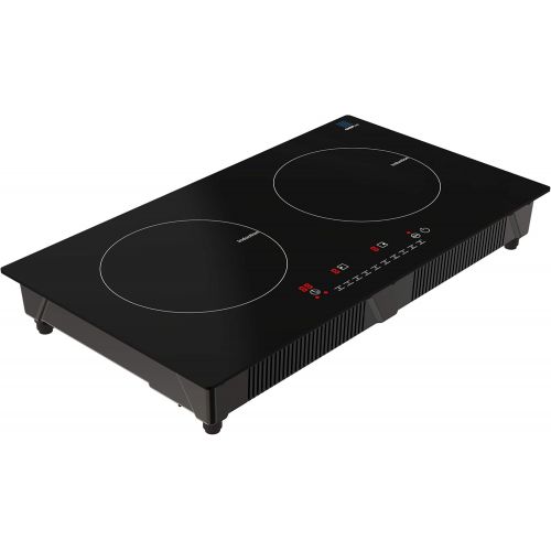  [아마존베스트]DRINKPOD Cheftop Induction 2 Burner Cooktop - Portable 120V Digital Ceramic 2 Burner Electric Cooktop with Kids Safety Lock - Works with Flat Cast Iron Pan,1800 Watt, Touch Sensor Control,