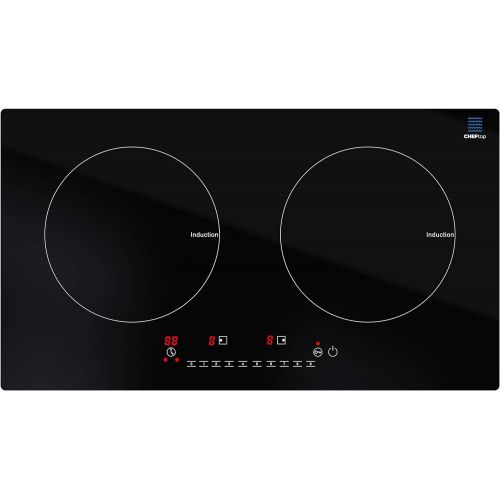  [아마존베스트]DRINKPOD Cheftop InductionBurner Cooktop - Portable 120V Digital Ceramic 2 Burner Electric Cooktop with Kids Safety Lock - Works with Flat Cast Iron Pan,1800 Watt, Touch Sensor Control, Mul