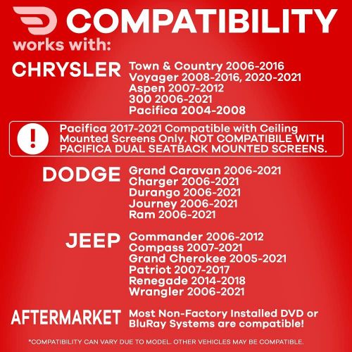  [아마존베스트]Drive Audio Compatible with uConnect VES Dodge Grand Caravan & Chrysler Town & Country & Jeep Car Headsets Rechargeable Wireless Headphones (2 Pack)