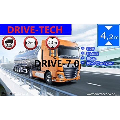  [아마존베스트]DRIVE-TECH 7 inch lorries, cars, bus, mobile and camper navigation device with brook height warning and TMC traffic receiver, Text to Speech (47 countries of Europe, pre-installed, lifetime m