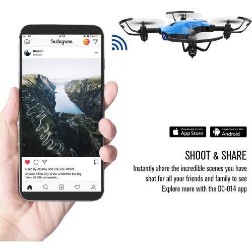  [아마존 핫딜] [아마존핫딜]DROCON Ninja Drone for Kids & Beginners FPV RC Drone with 720P HD Wi-Fi Camera,Quadcopter Drone with Altitude Hold, Headless Mode, Foldable Arms, One Key take Off/Landing, Blue