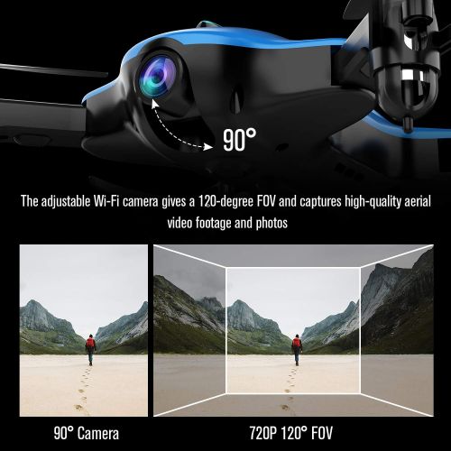  [아마존 핫딜] [아마존핫딜]DROCON Ninja Drone for Kids & Beginners FPV RC Drone with 720P HD Wi-Fi Camera,Quadcopter Drone with Altitude Hold, Headless Mode, Foldable Arms, One Key take Off/Landing, Blue