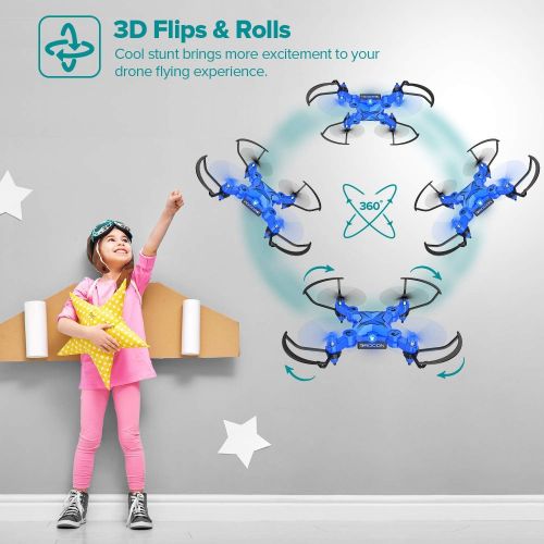  [아마존베스트]DROCON DC-65 Foldable Mini Drone for Kids, Beginner RC Quadcopter with Altitude Hold/3D Flips/Self-Rotating/Headless Mode/One-Key Take-Off & Landing/One-Key Return/Speed Adjustment